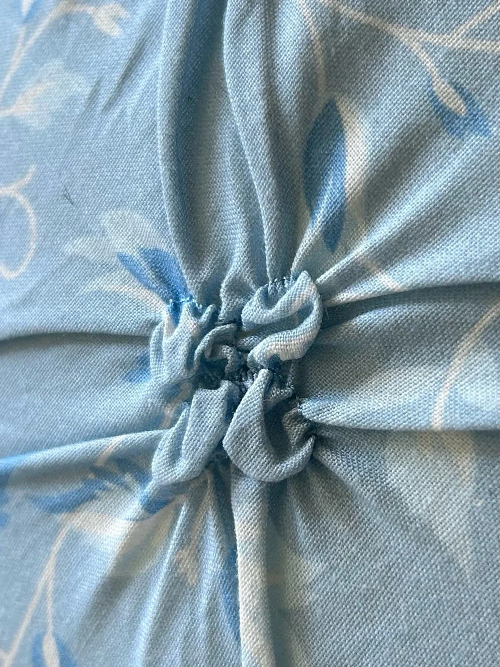 🌴Sweet Makers Collective Blue Round Coquette Cotton Toss Pillow w/ Ruffle Trim